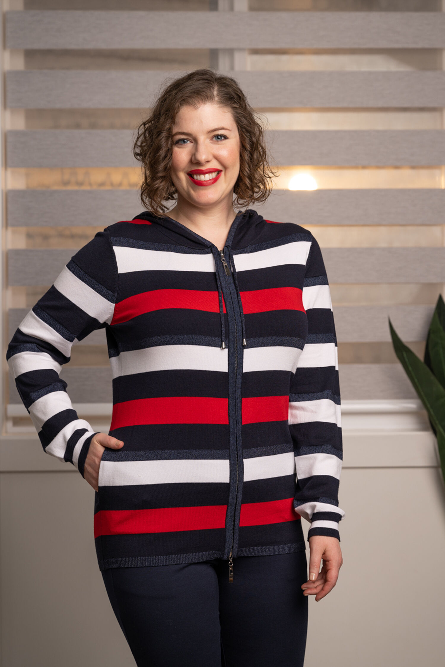 Marbella Striped Hooded Cardigan Image 1