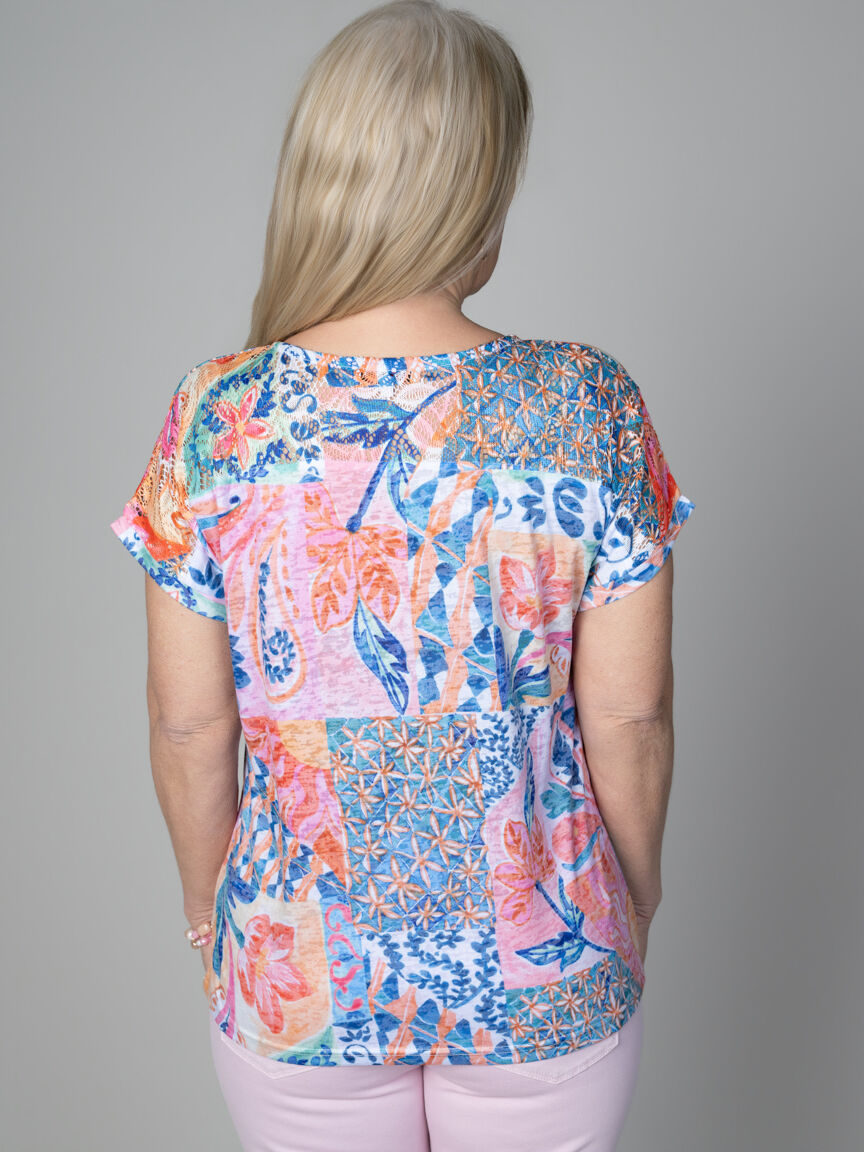 Short Sleeve Top With Lace Back