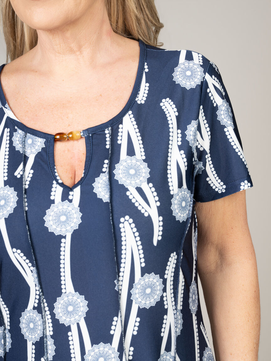 Short Sleeve Panelled Knee Dress
