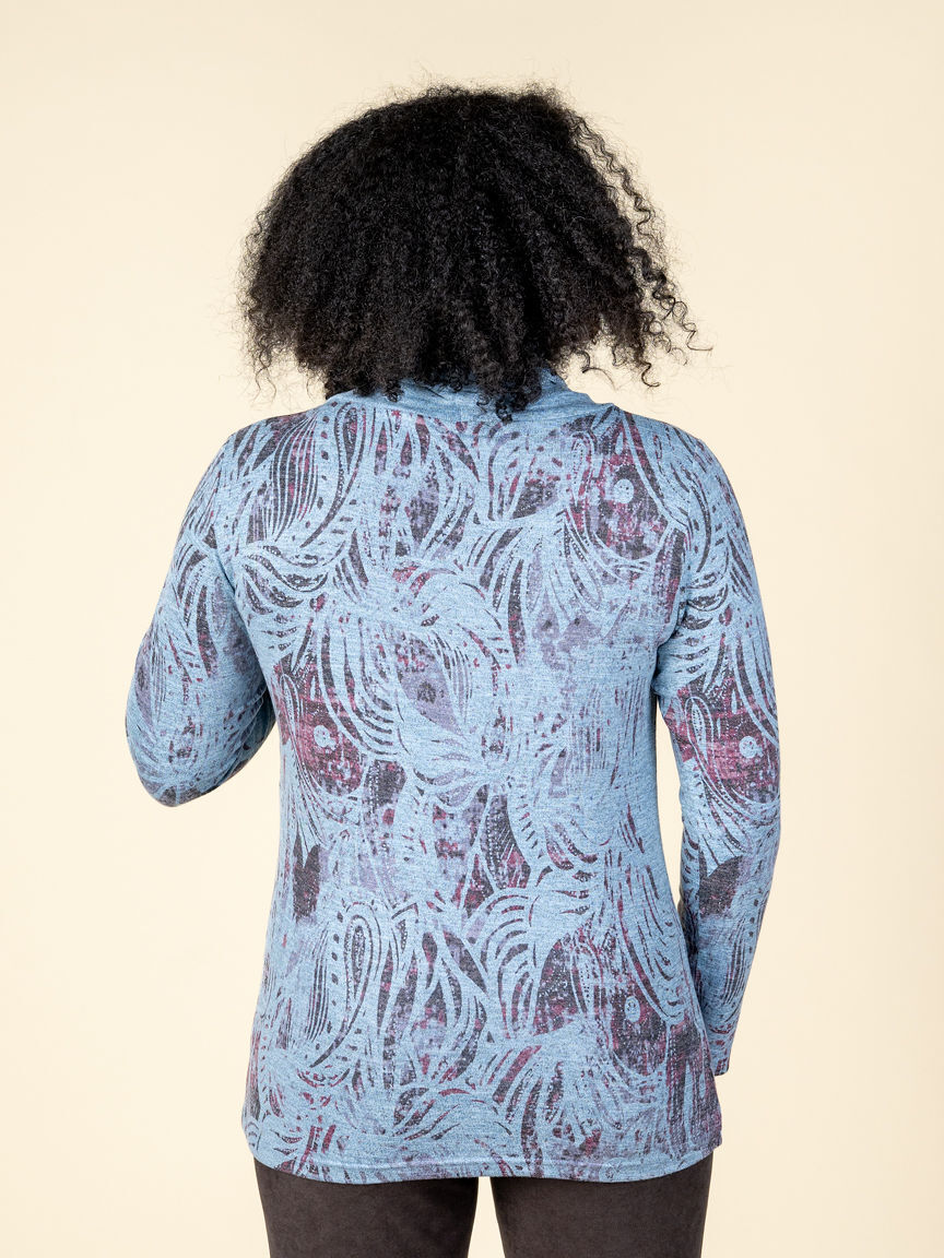 Long Sleeve Draped Cowl Neck Top