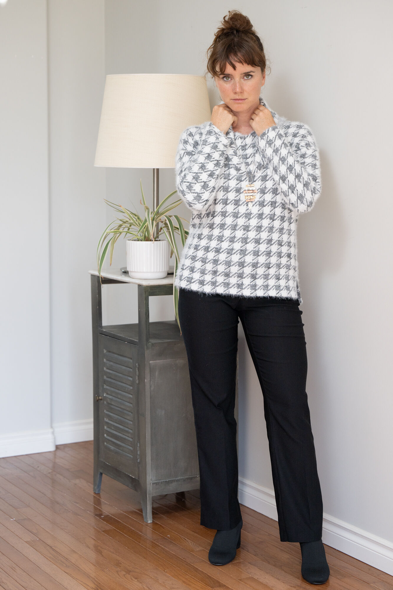 Houndstooth Eyelash Sweater Image 1