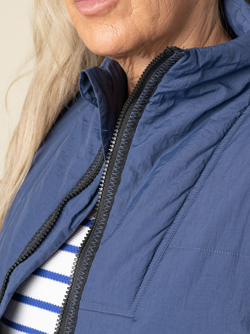 Long Zip-Front Quitled Vest Image 3
