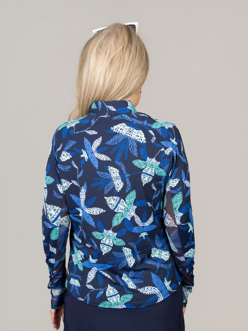 Sport Mesh-Sleeve Zip Cardigan