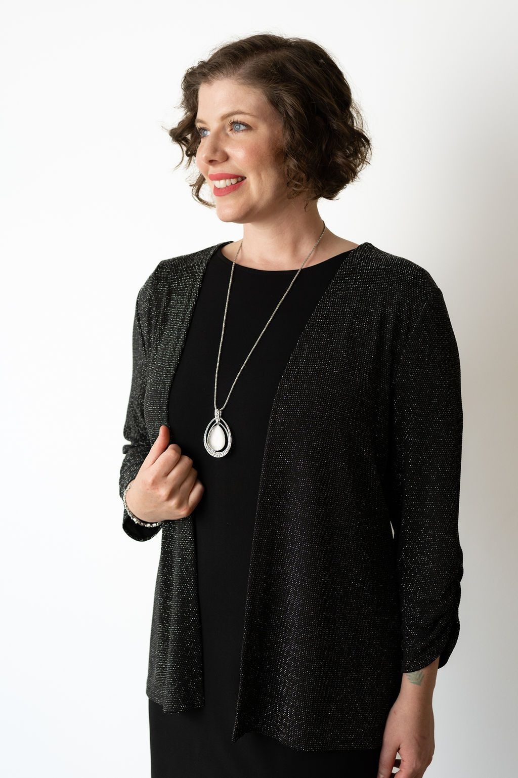 Classic Sparkly Rouched Cardigan Image 1