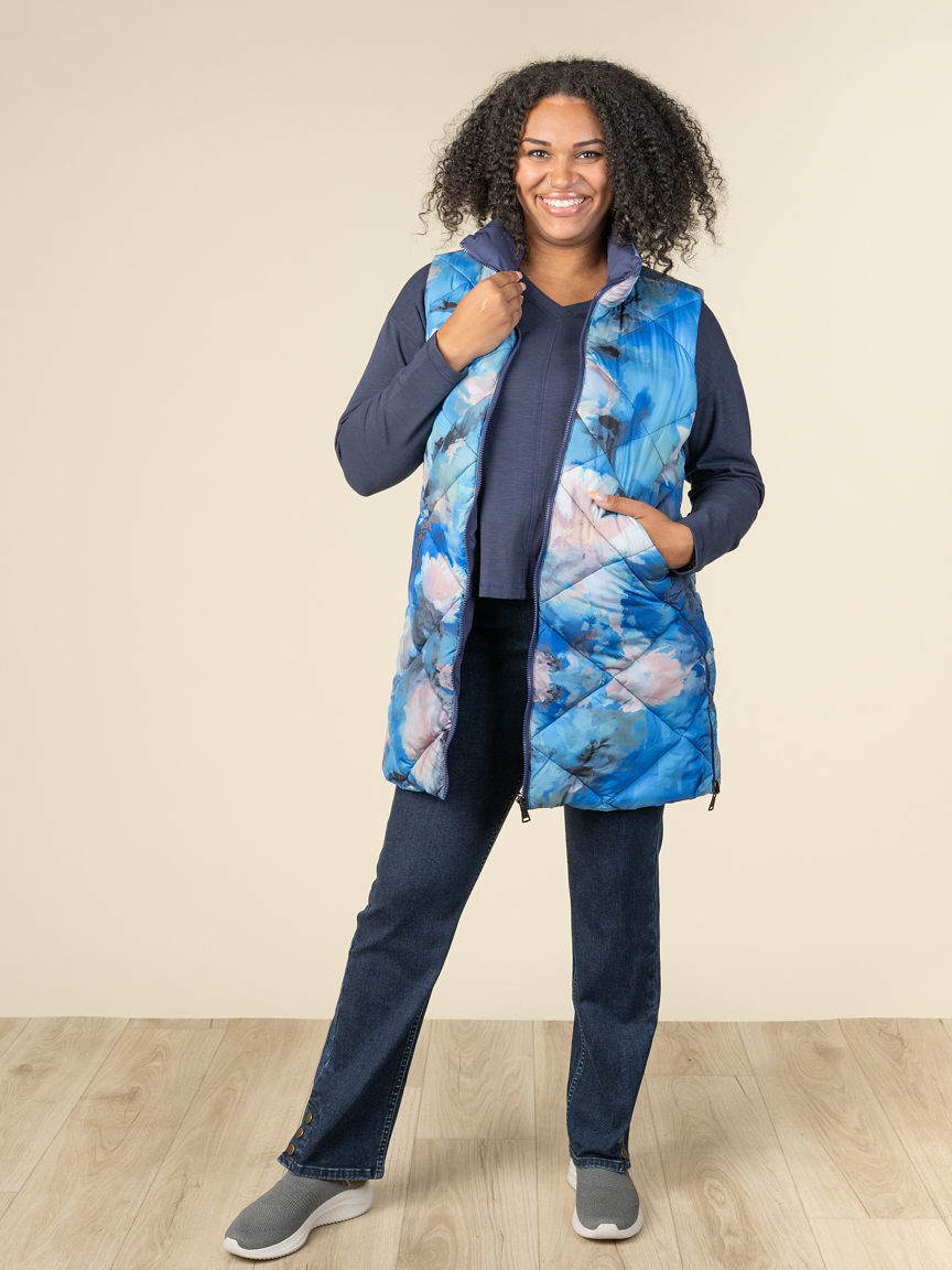 Long Reversible Vest With Zip-Up Pockets