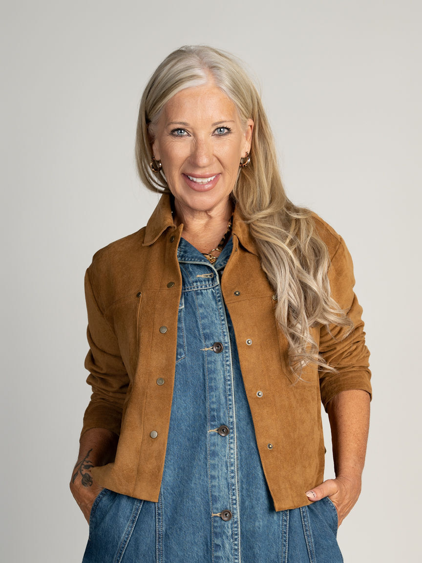 Collared Faux Suede Jacket