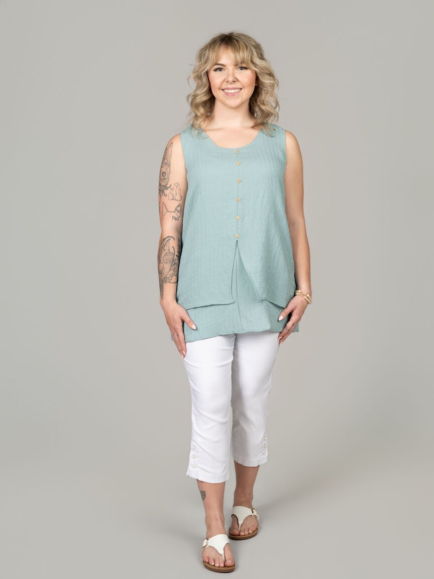 Sleeveless Top With Overlay Image 1