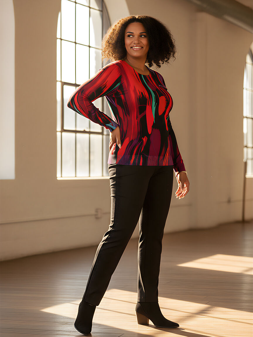 Long Sleeve Abstract Crew Neck