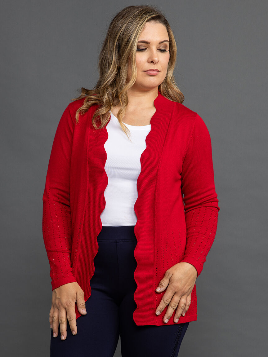 Hot Fix Scalloped Trim Sweater Cardigan  Image 2