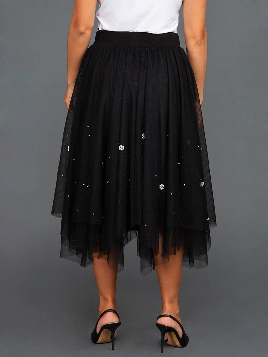 Beaded Tulle Midi Skirt Image 4