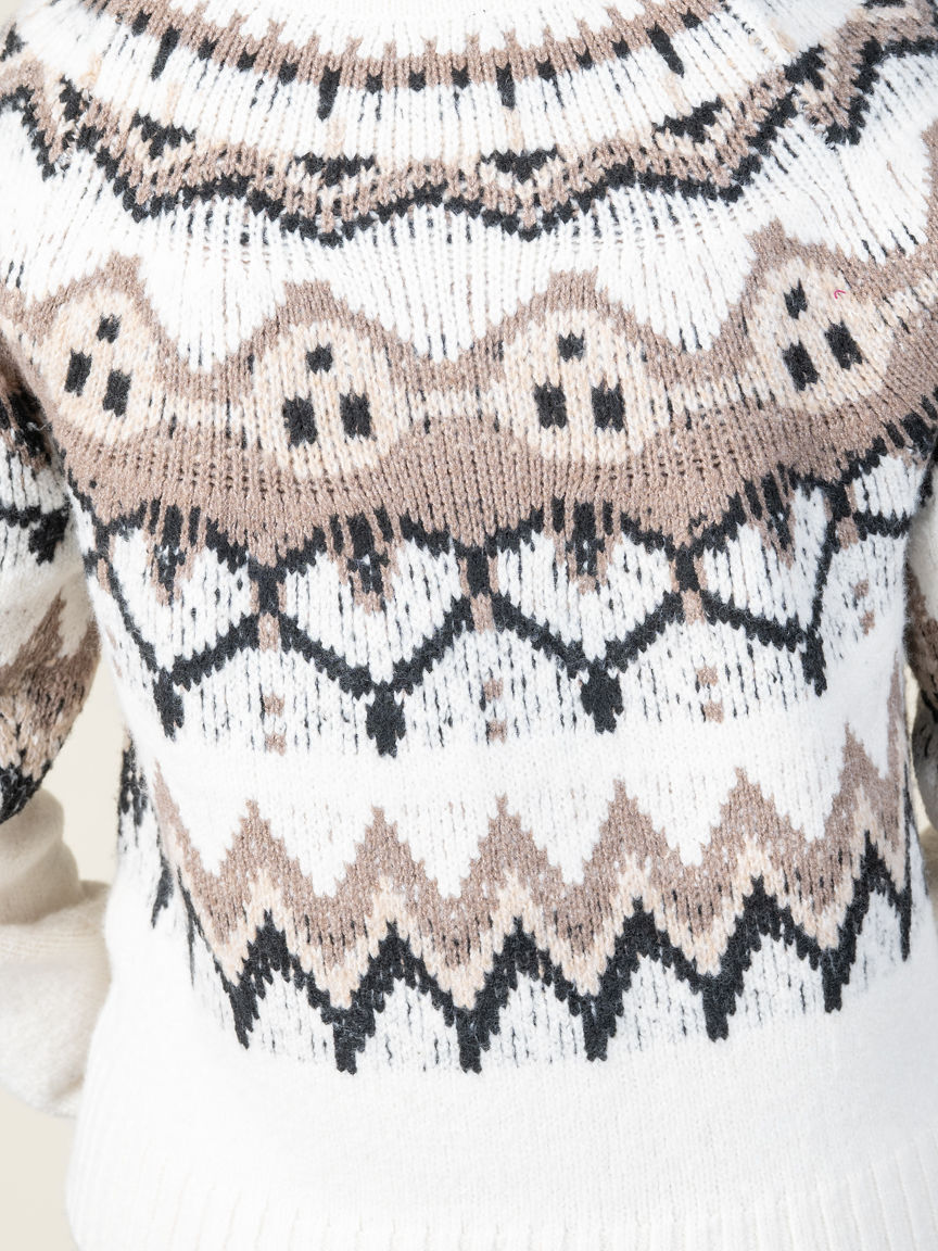 Fair Isle Button-Front Sweater Cardigan