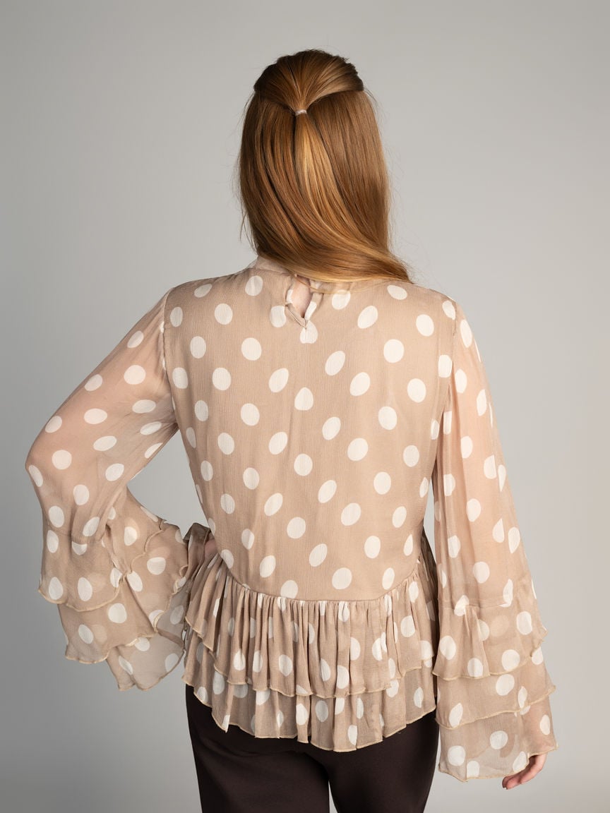 Mock Neck Ruffle Blouse