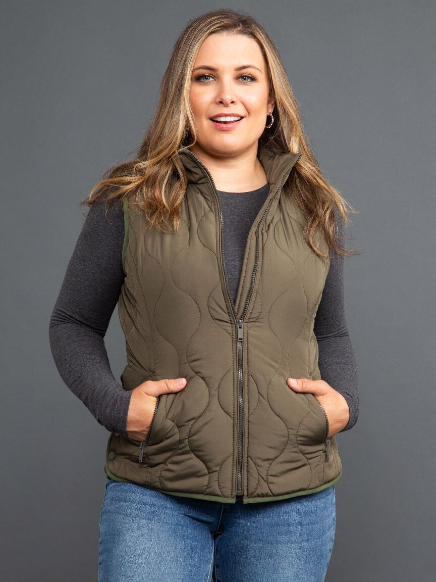 Chain Quilted Zip-Up Vest Image 2