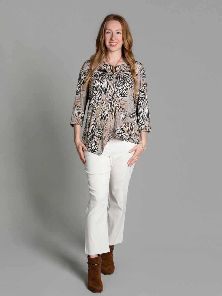 3/4 Sleeve Animal Print Top