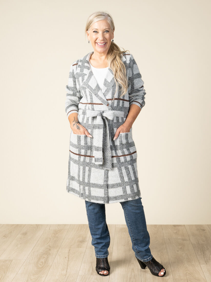 Long Sleeve Cardigan Sweater with Tie Belt