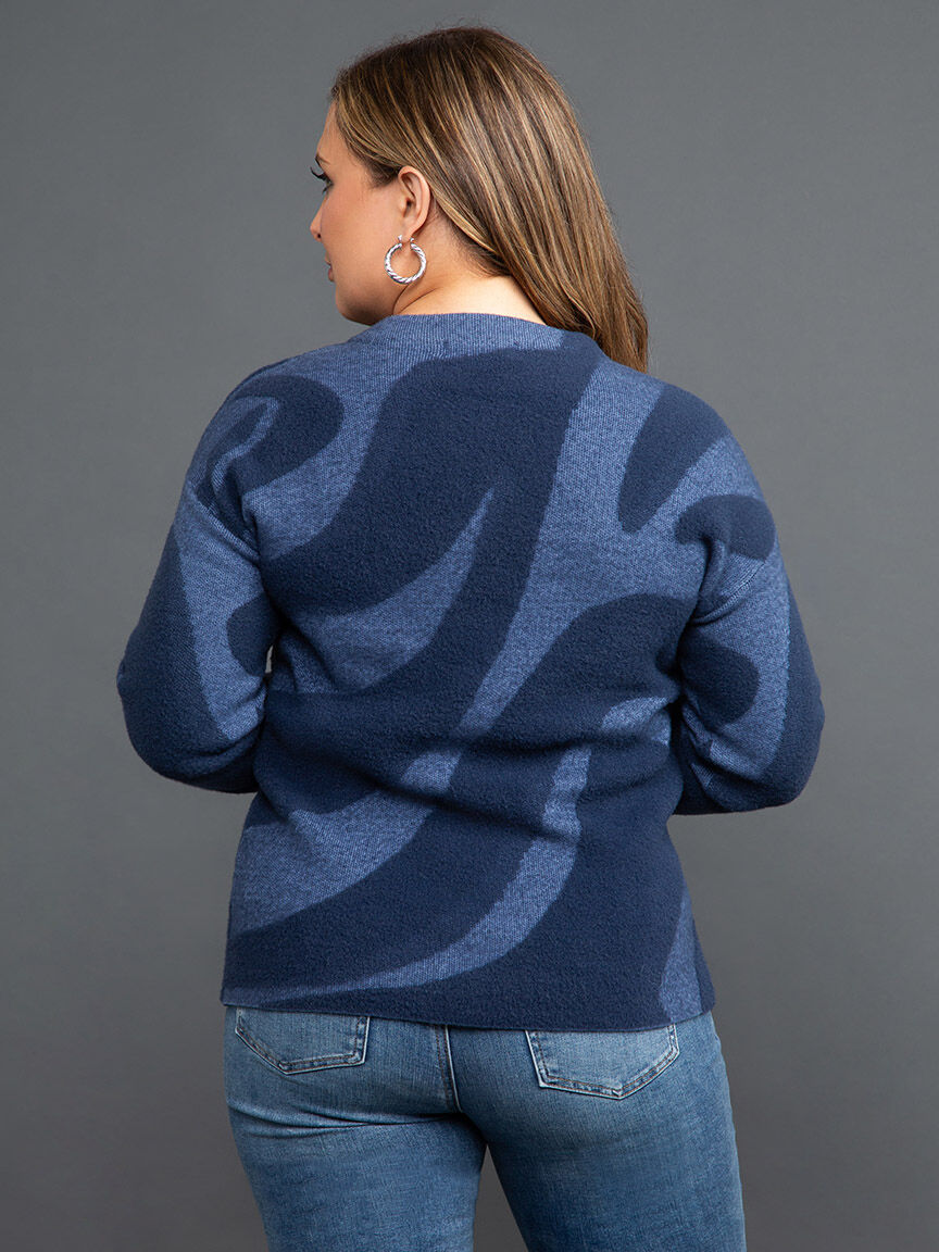 Two-Tone Plush Knit Sweater Image 4