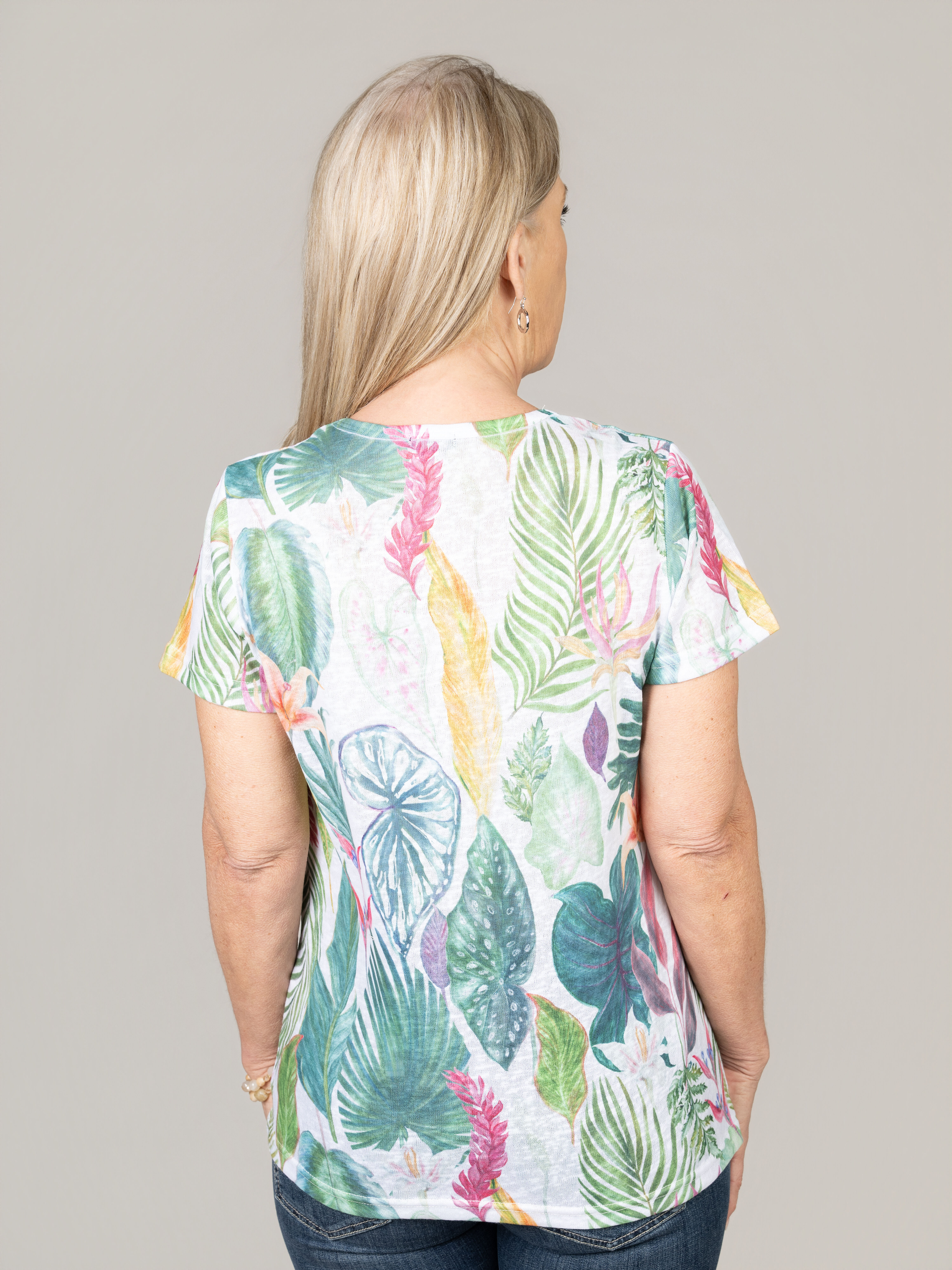 Henley Top with Roll-Tab 3/4 Sleeves