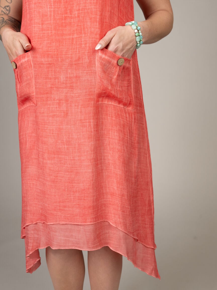 Flowy Asymmetrical Hem Dress With Pockets Image 4