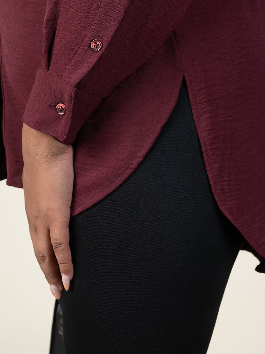 Stretch Woven Flowy Raglan Sleeve Shirt