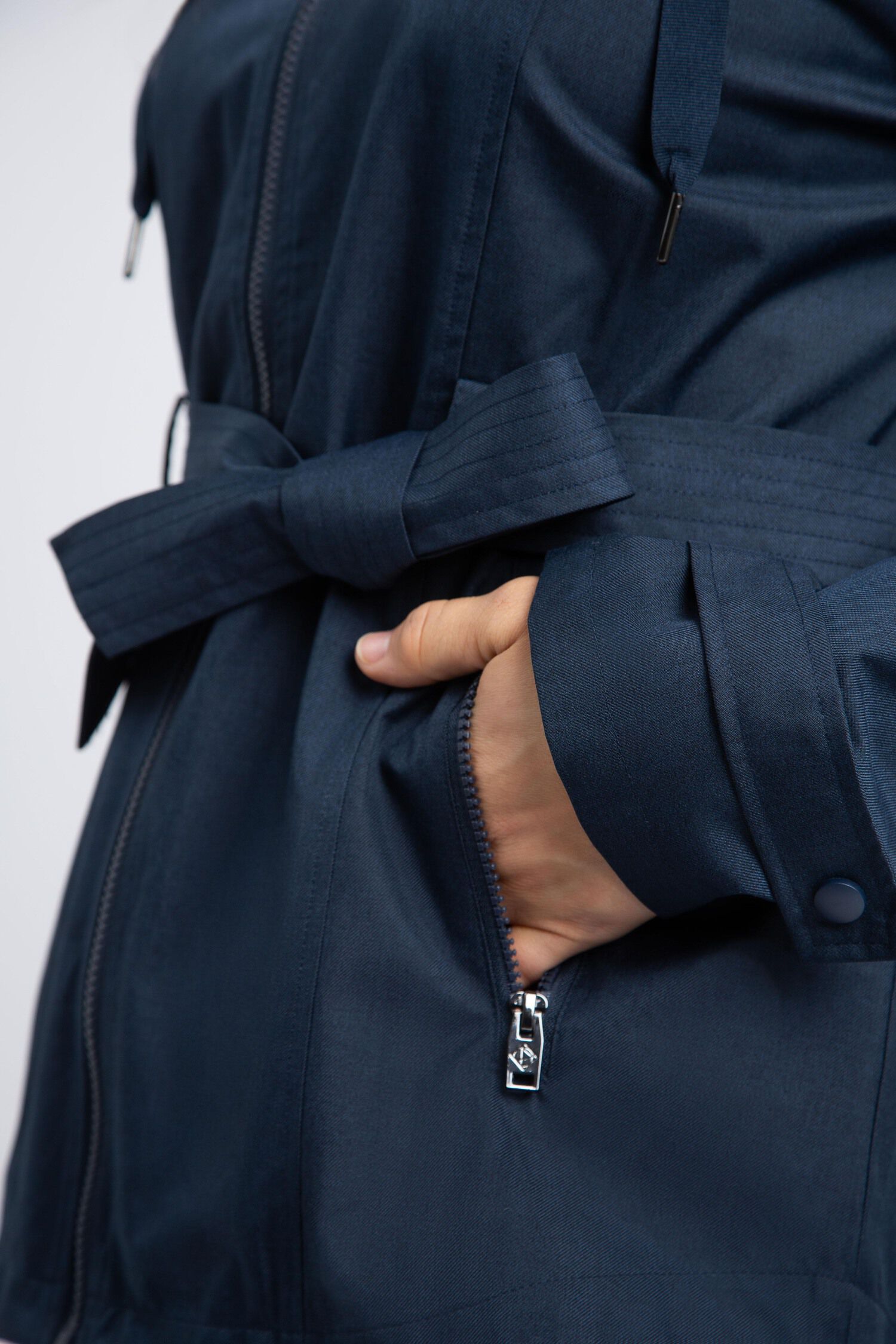 Belted Rain Jacket w/ Hood Image 4