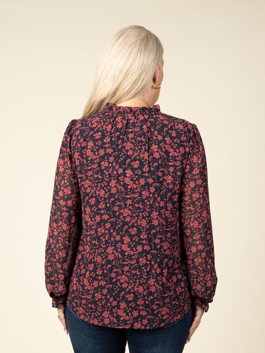 Long Sleeve Floral Print Top