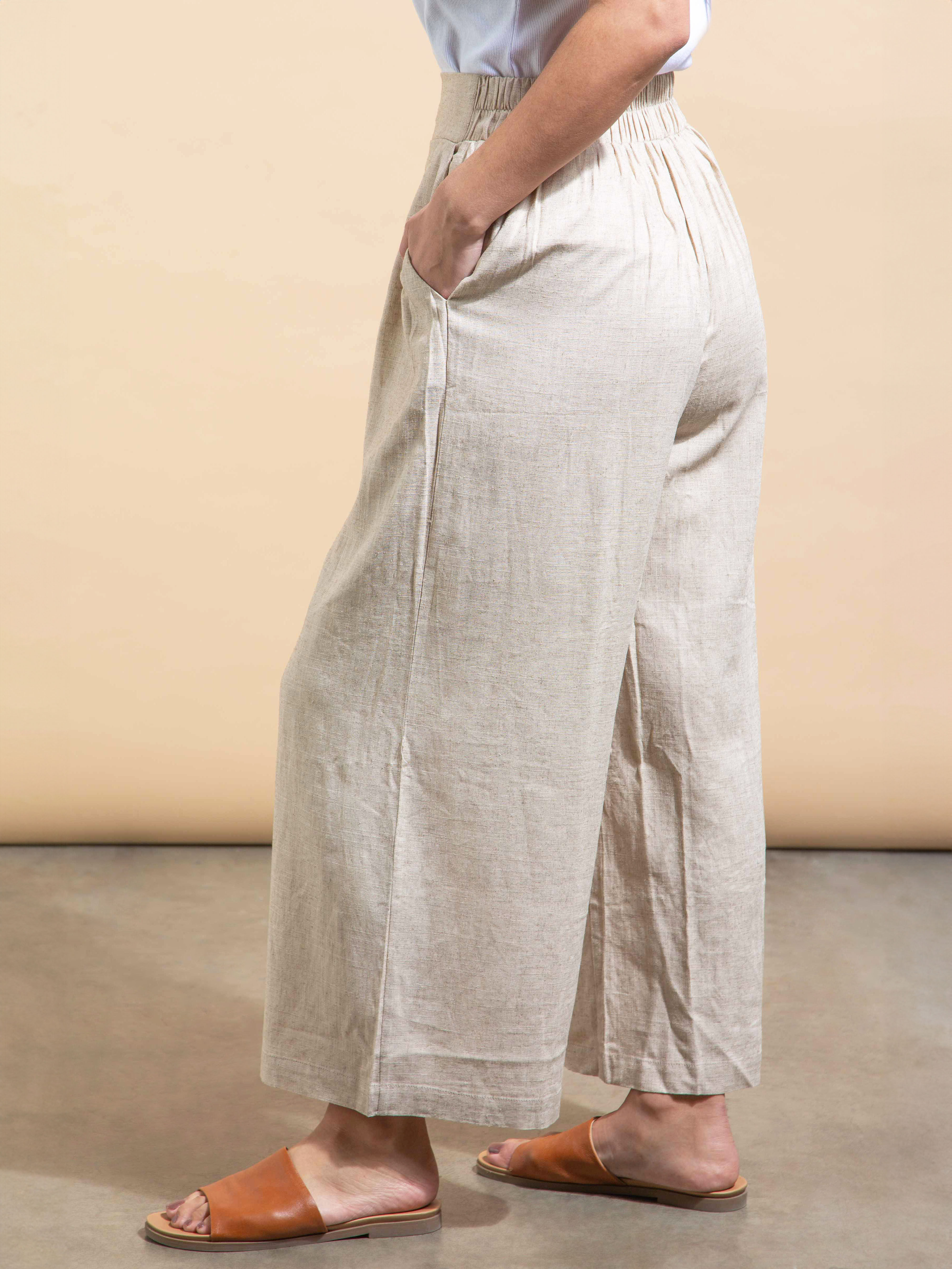 Cropped Linen Trousers Image 2