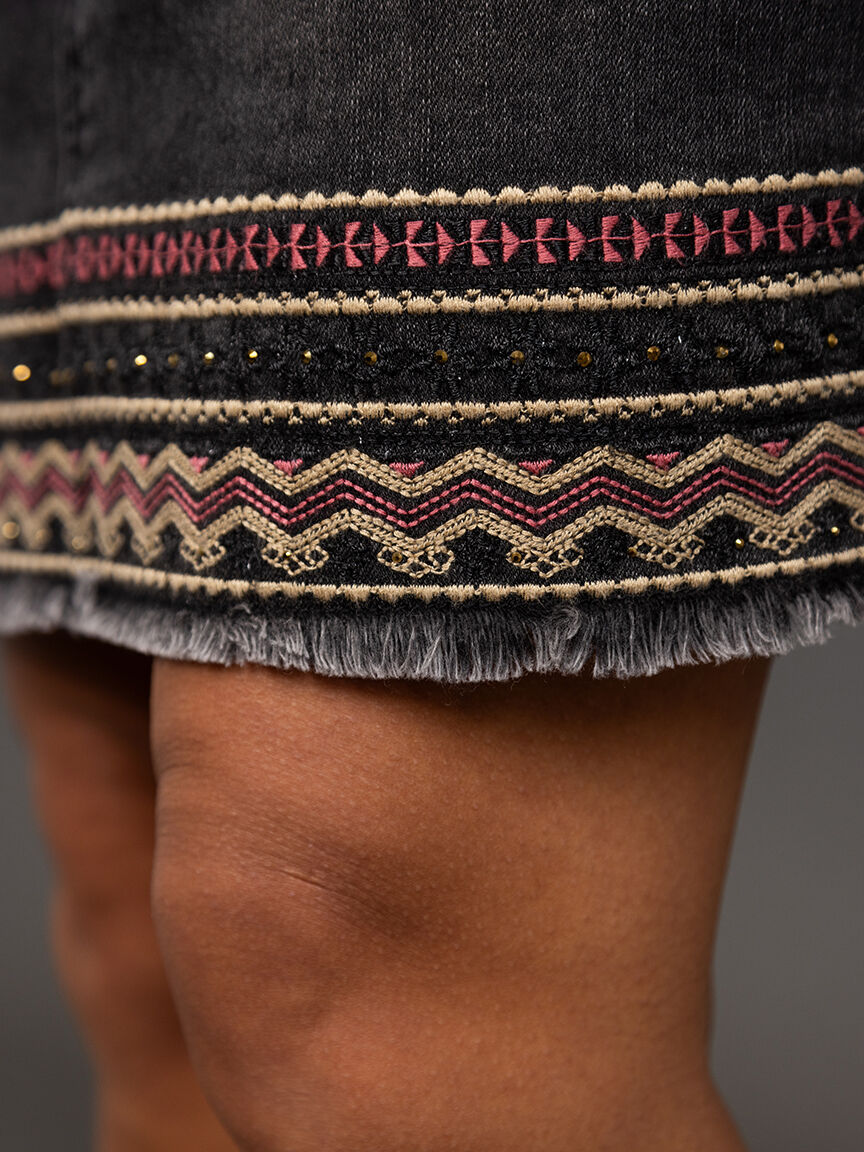 Denim Embellished Skirt Image 5