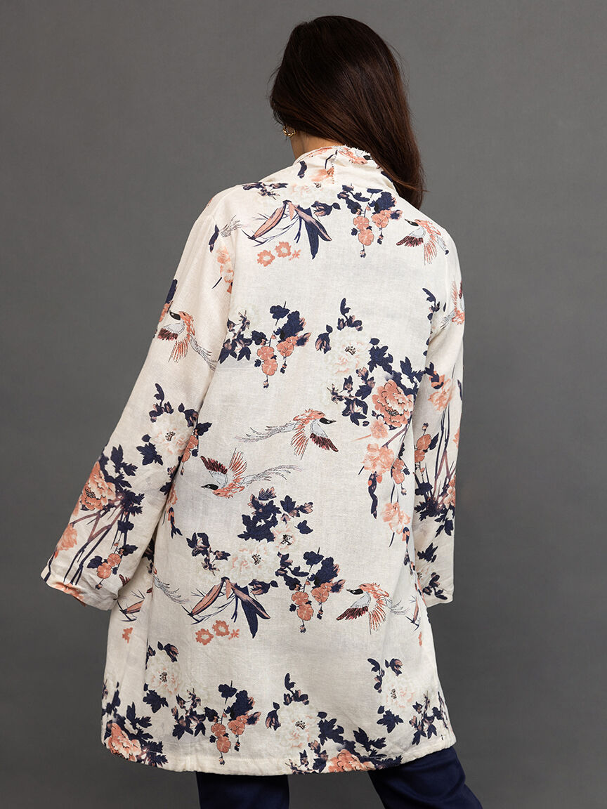 Long sleeved floral cardigan with front pockets