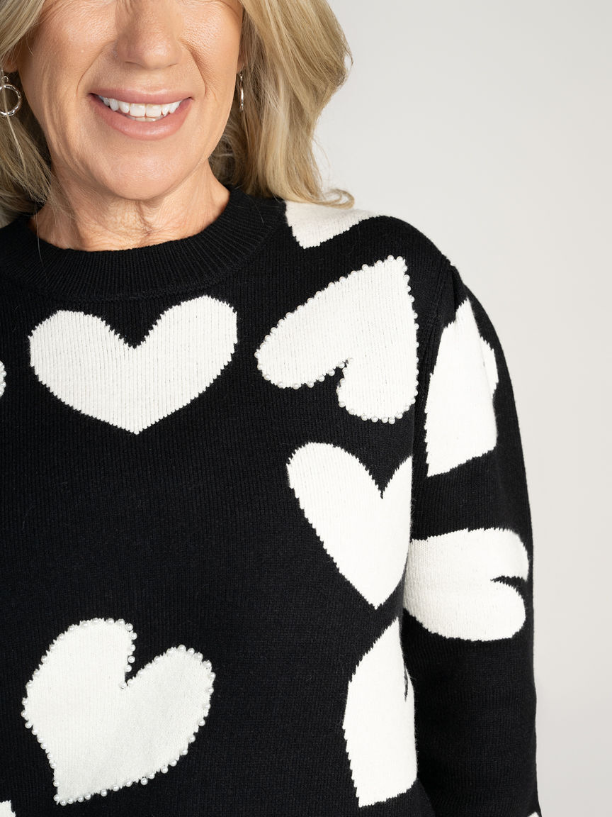Pearl Heart Knit Sweater
