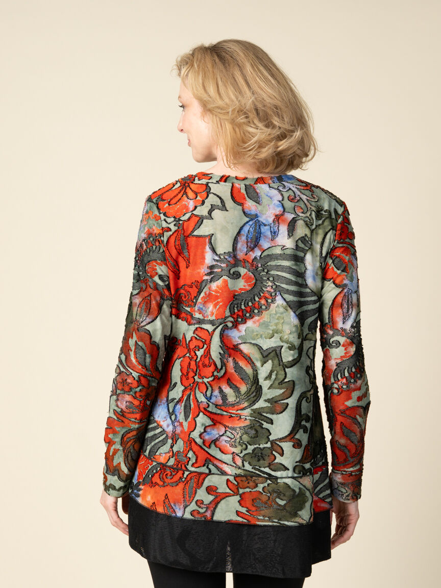 Long Sleeve V Neck High Low Floral Top Image 6