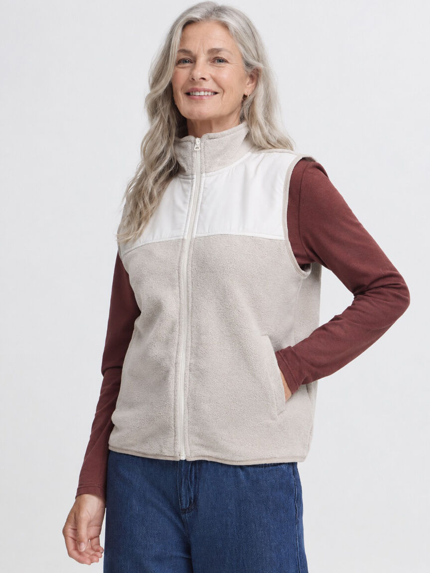 Cream Fleece Vest
