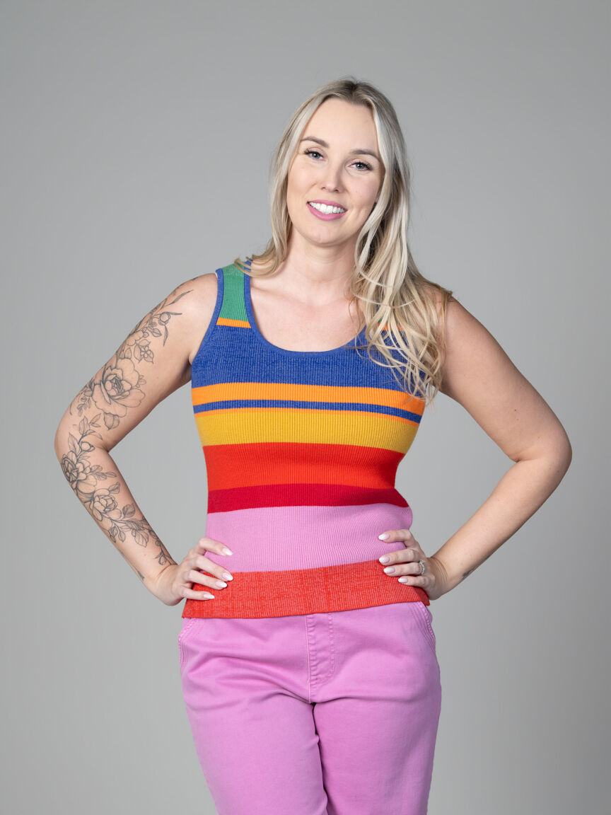 Multi-Coloured Stripe U-Neck Cami