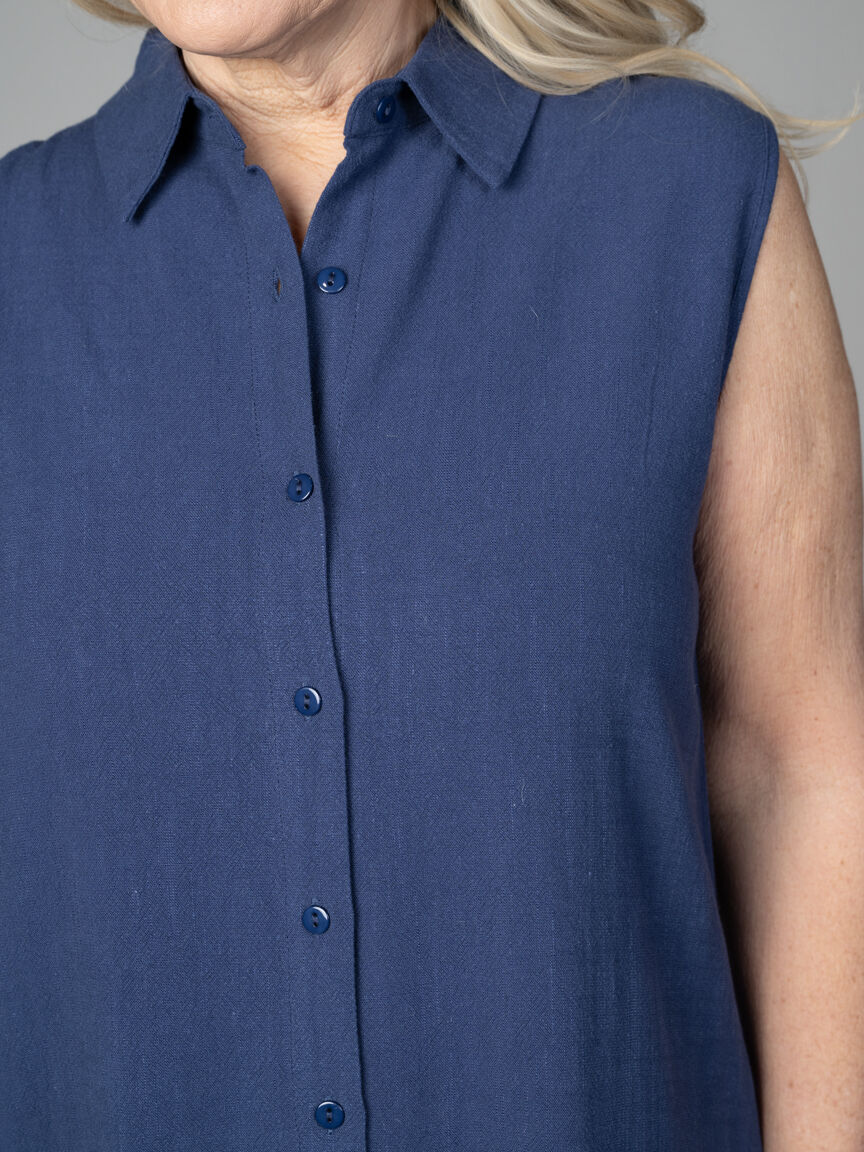 Sleeveless Knee Length Linen Dress Image 3