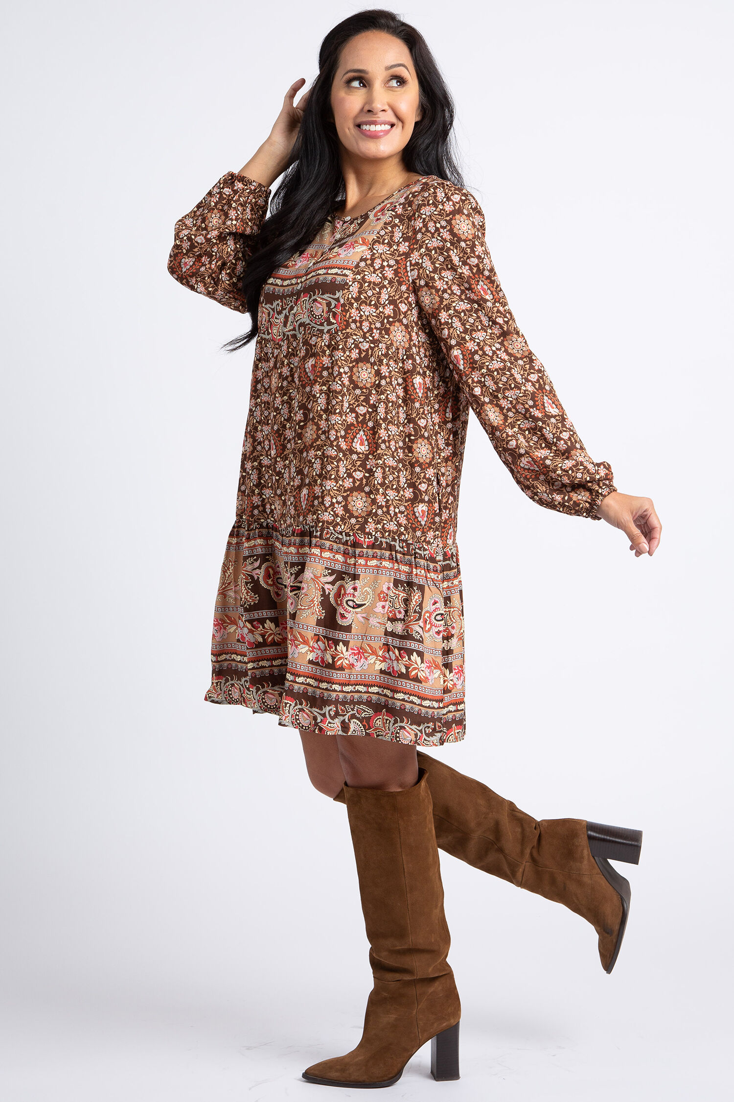 Printed Challis Button-Up Dress Image 2