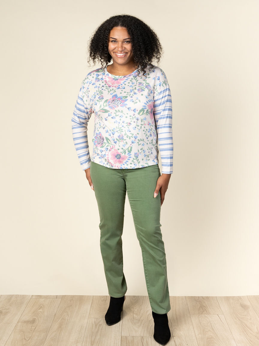 Long Sleeve Crew Neck Floral Print  Image 1