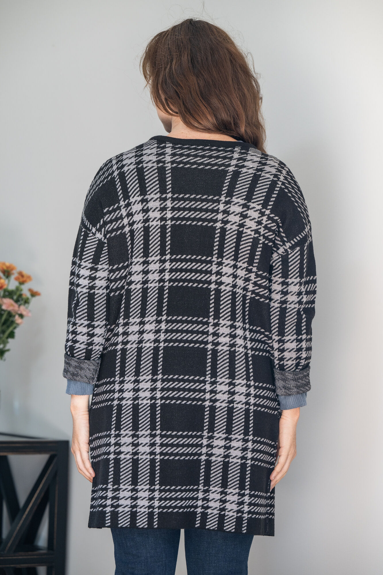 Jacquard Checkered Cardigan  Image 3