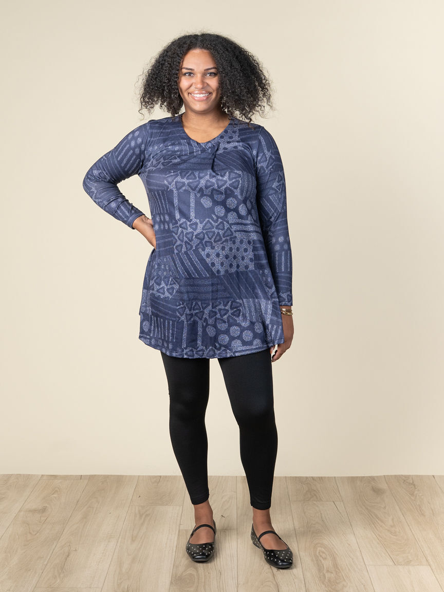 Long Sleeve Circle Print Tunic
