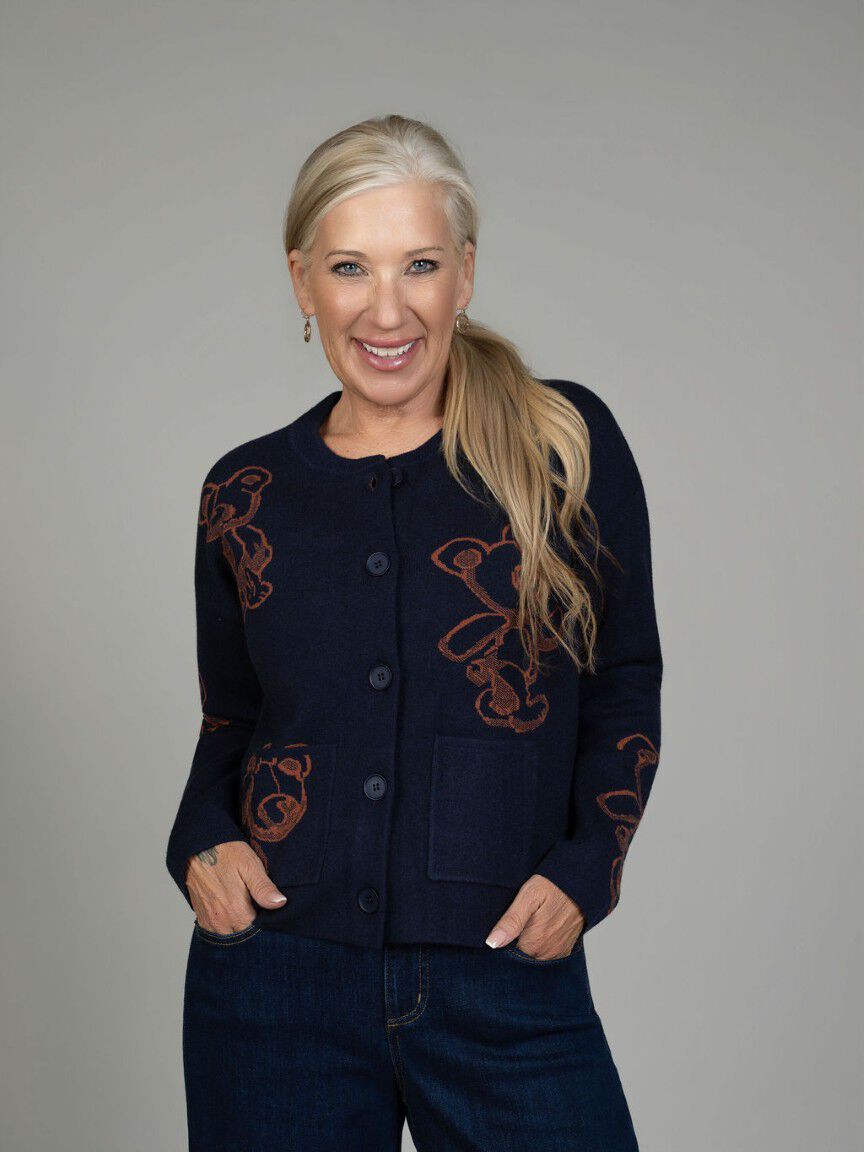 Button Front Bear Cardigan