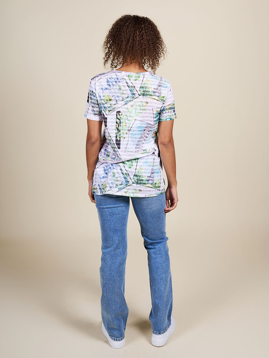 Short Sleeve Burnout Top with Hotfix Image 2