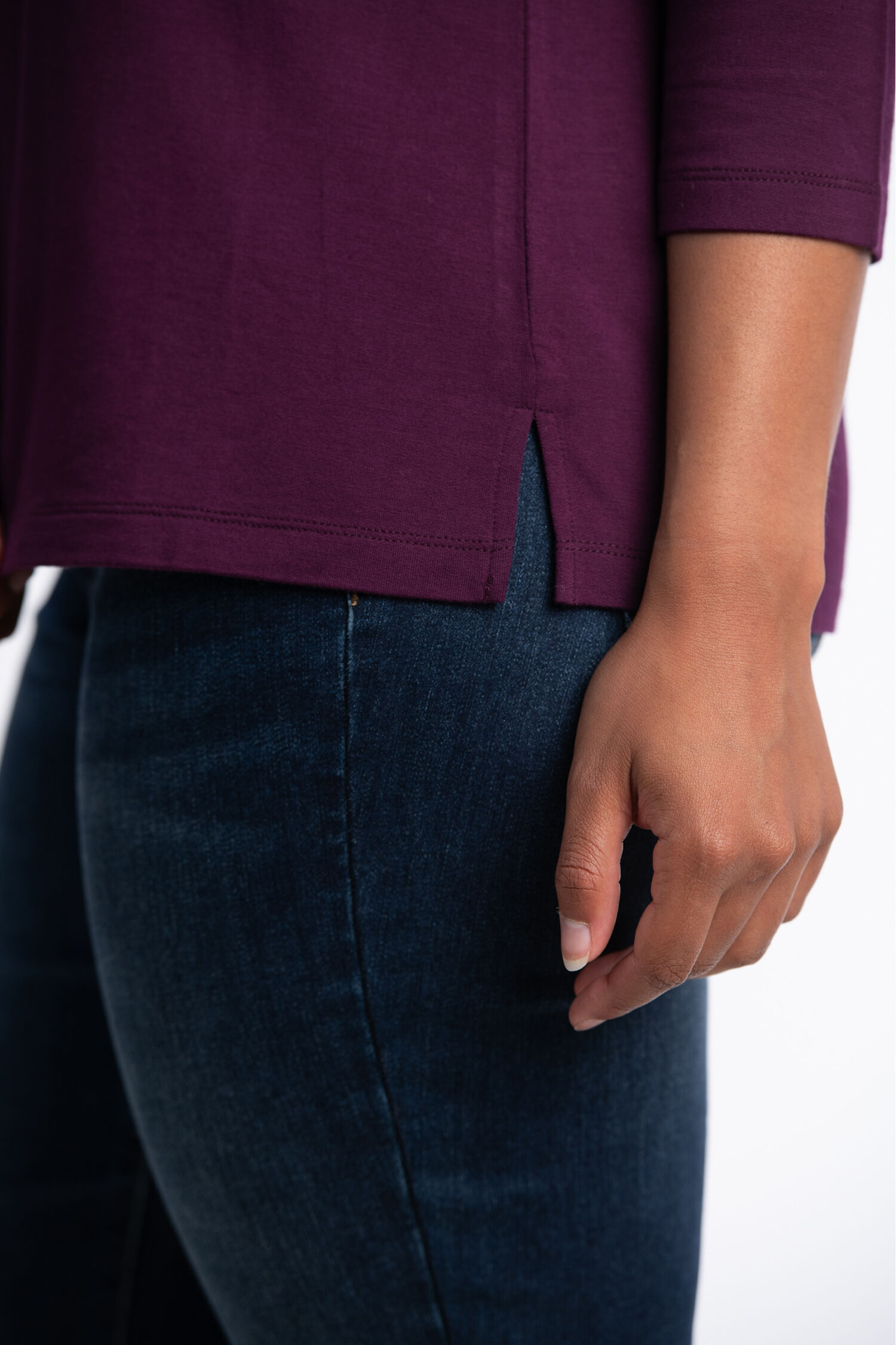 &frac34; Sleeve Boat Neck Top  Image 3