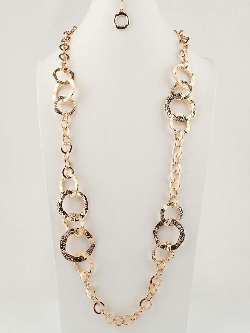 Circle Link Necklace and Earring Set