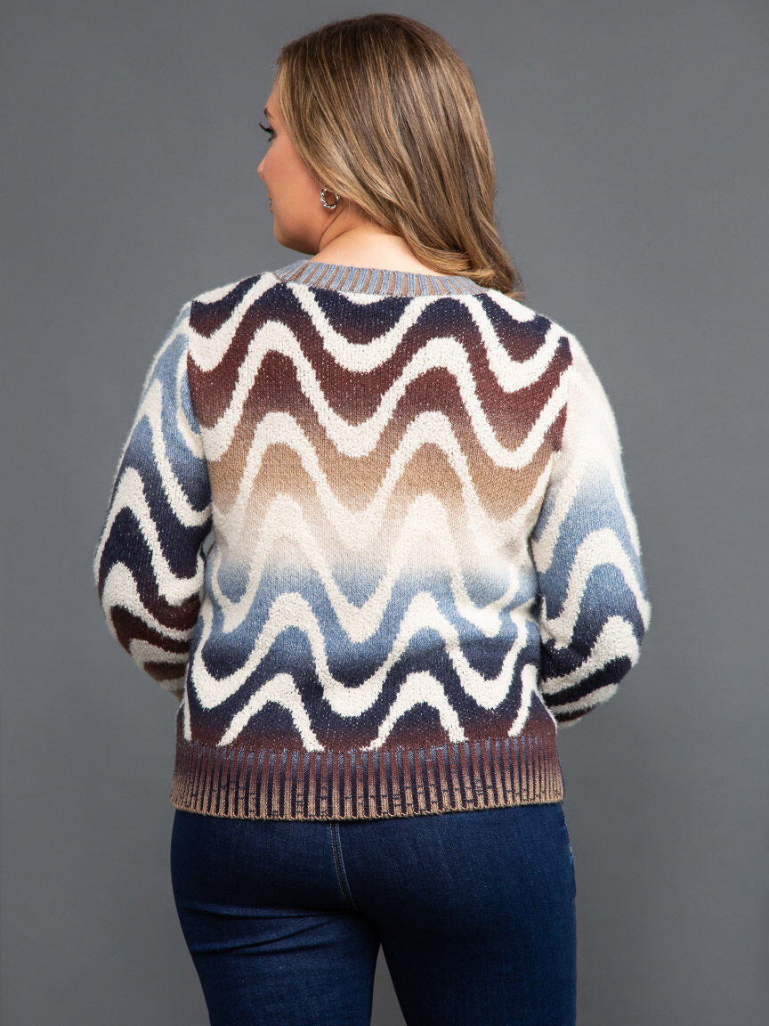 Ombre Waves Long Sleeve Sweater Image 4