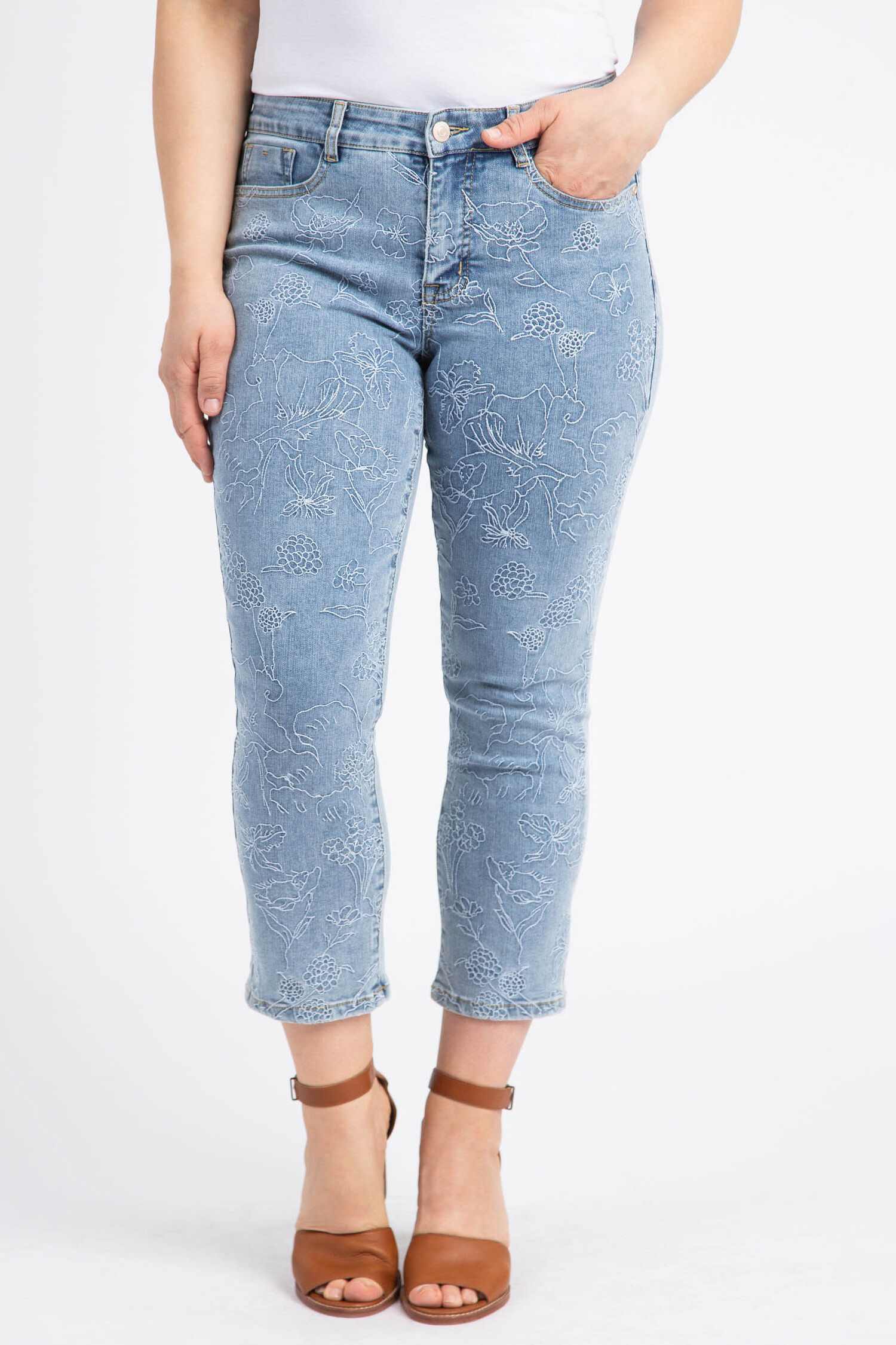 Audrey Girlfriend Embroidered Ankle Jeans Image 1