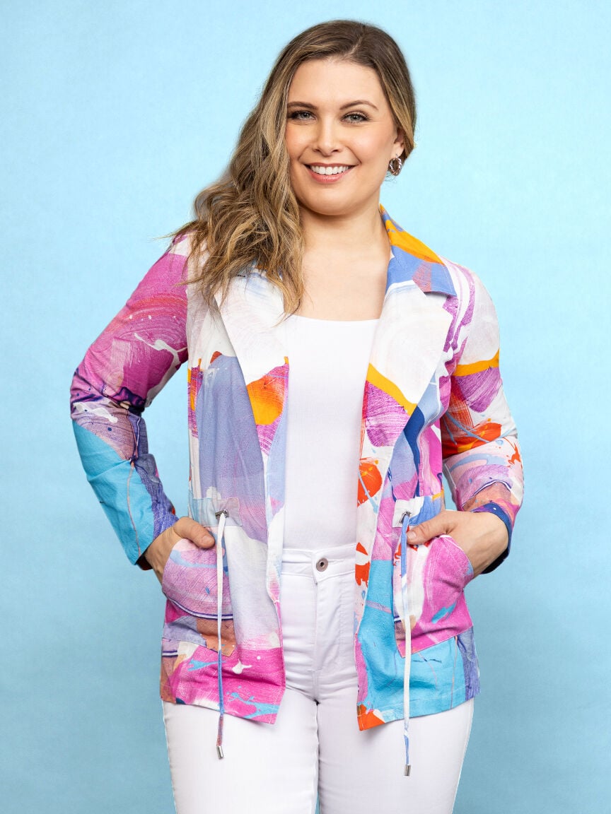 Art Collection Cinch Waist Cotton Jacket Image 2