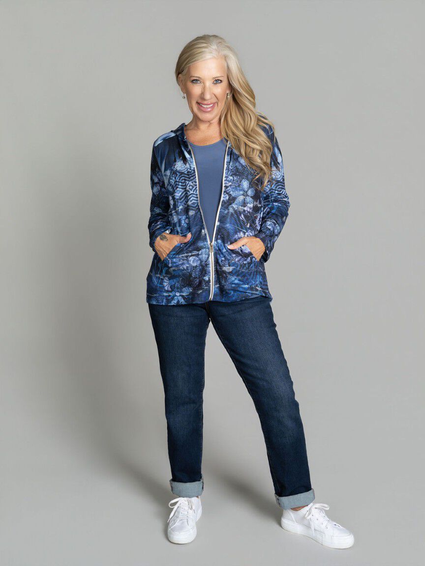 Zip-Front Printed Layering Jacket
