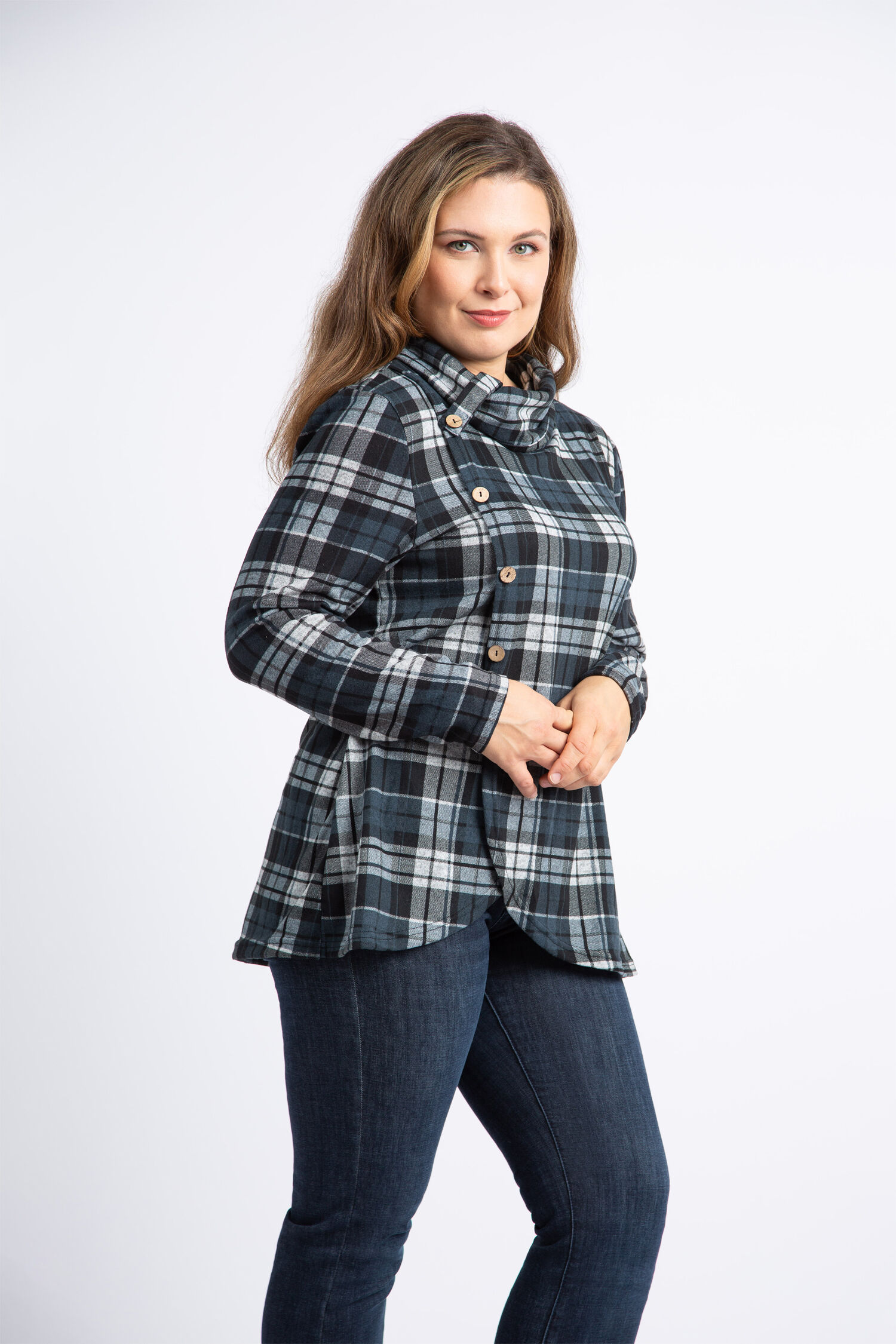 Plaid Cowl Neck Top  Image 3