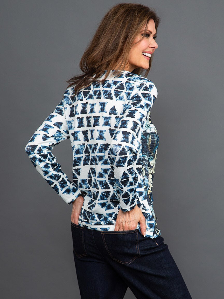 Long Sleeve Stretch Knit Floral Top Image 4