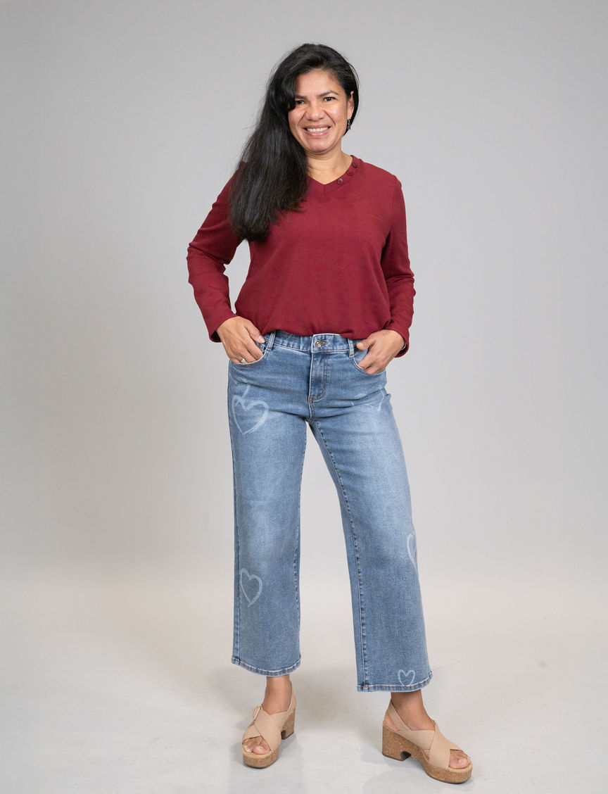 Long Sleeve V-Neck Waffle Knit Sweater 