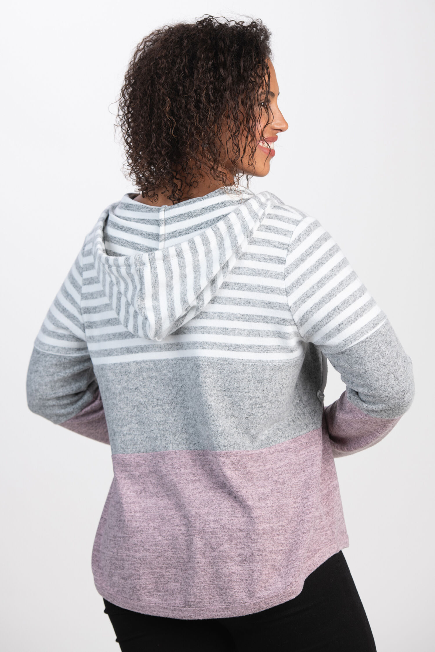 Color Block Striped Hoodie  Image 3