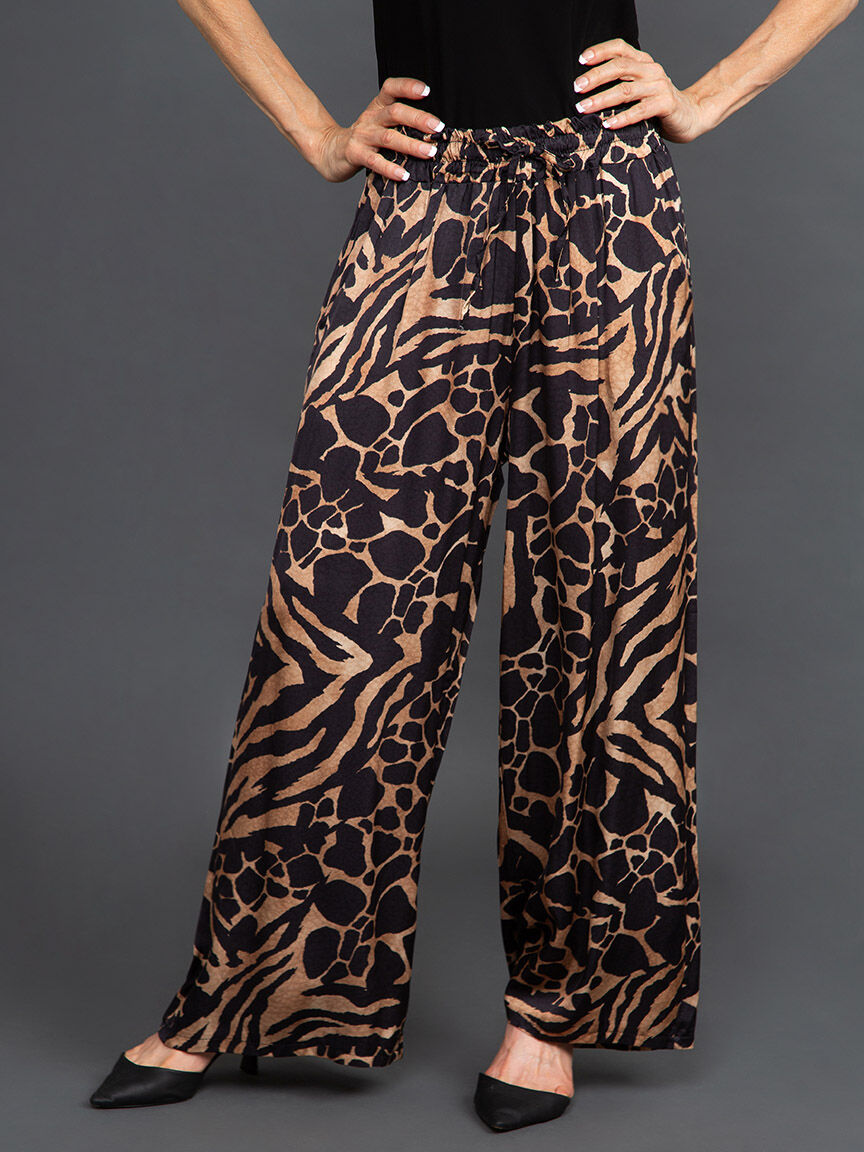 Wide Leg Animal Print Pull-On Pant Image 2